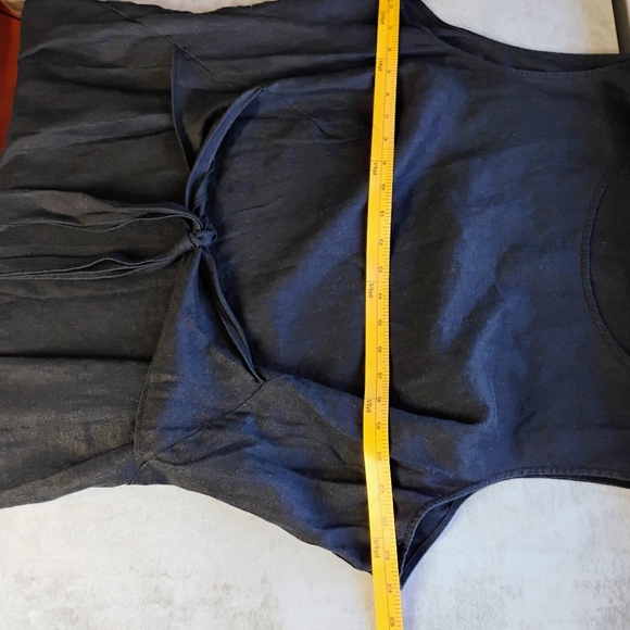 J Jill Love Linen Tie Front Midi Dress Womens Plus 3X Black Minimalist Lagenlook - Picture 9 of 10